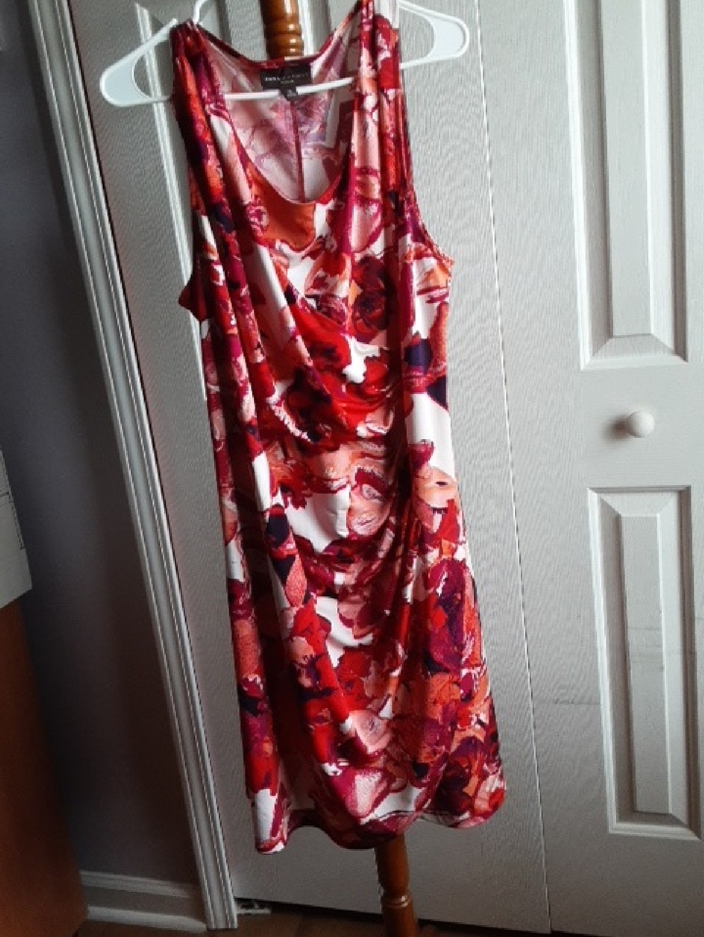 Dana Buchman Red Pink Floral Midi Dress